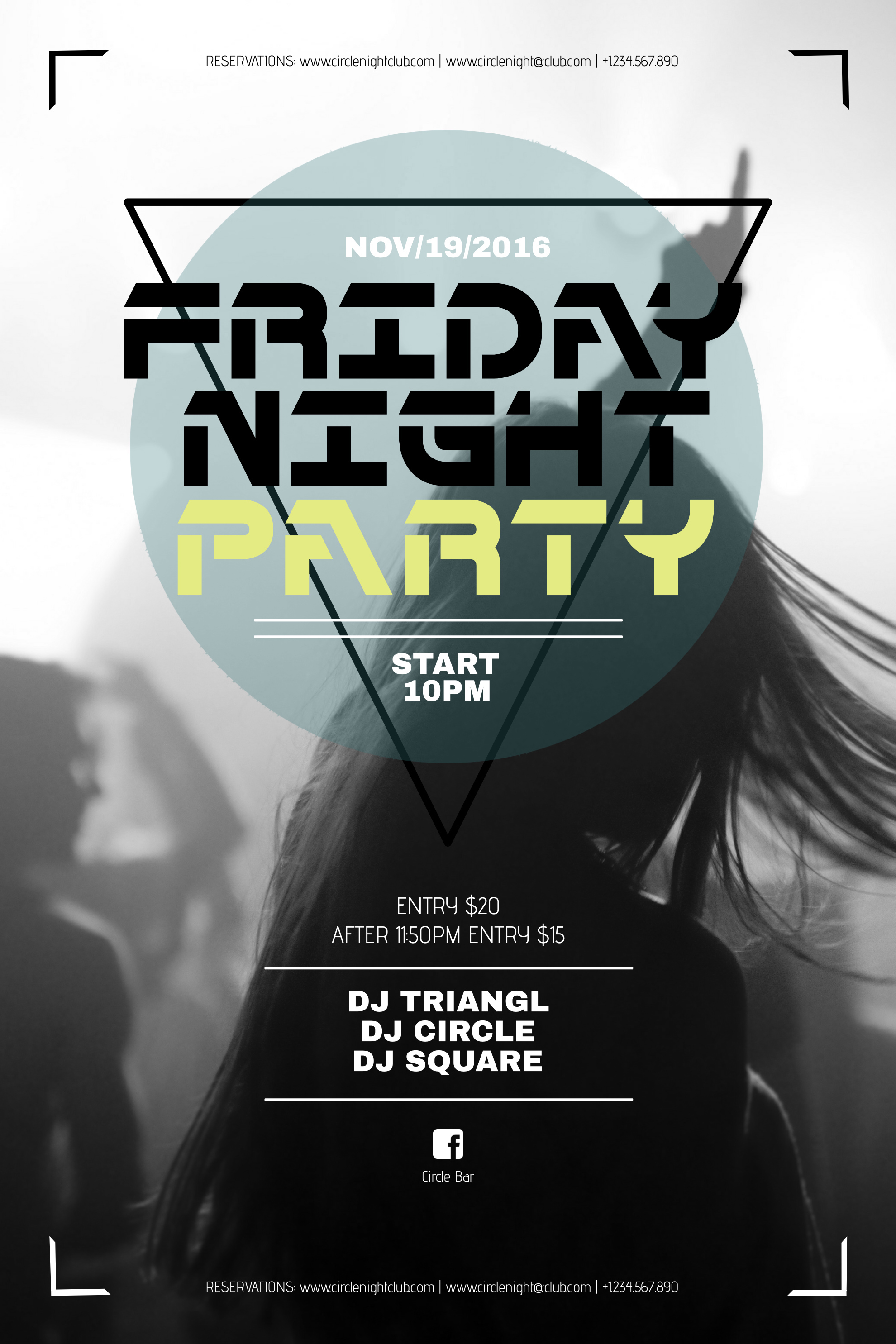 Friday Night Party Flyer B&W