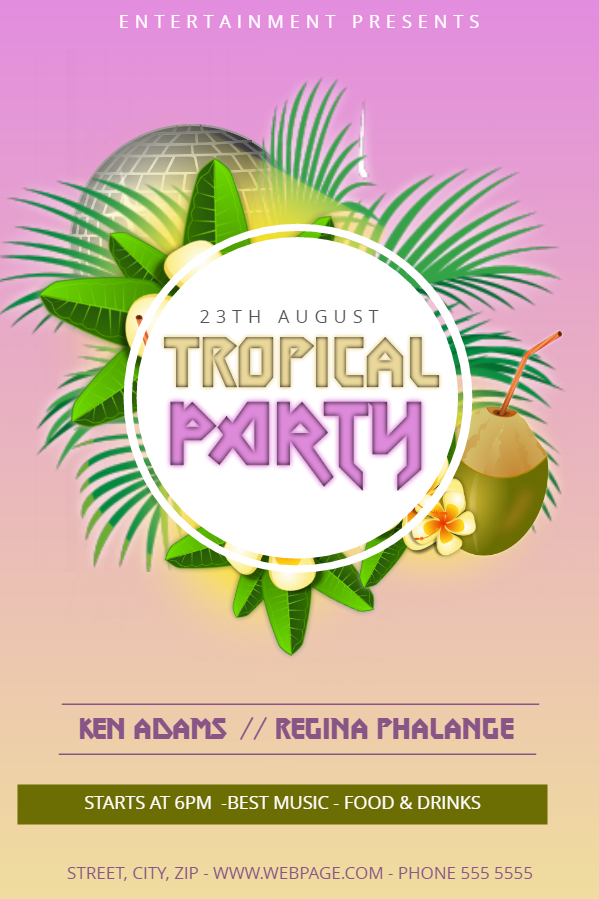 Tropical party flyer design