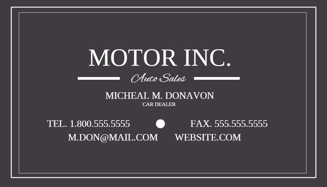 Motor inc business card template