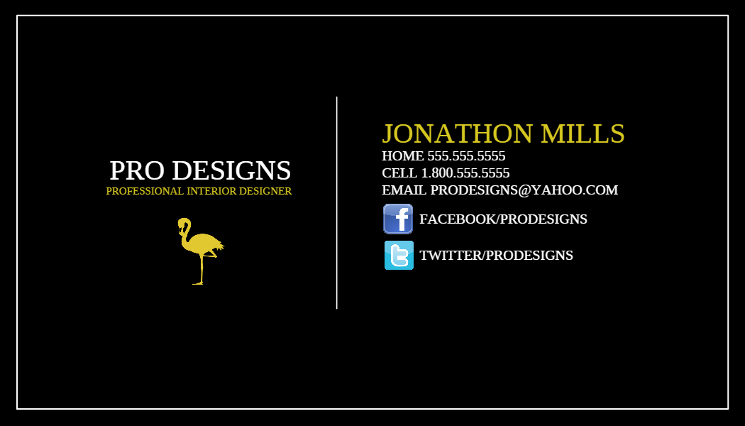 Black business card template