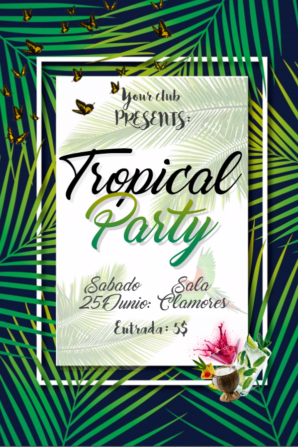 Tropical party flyer template