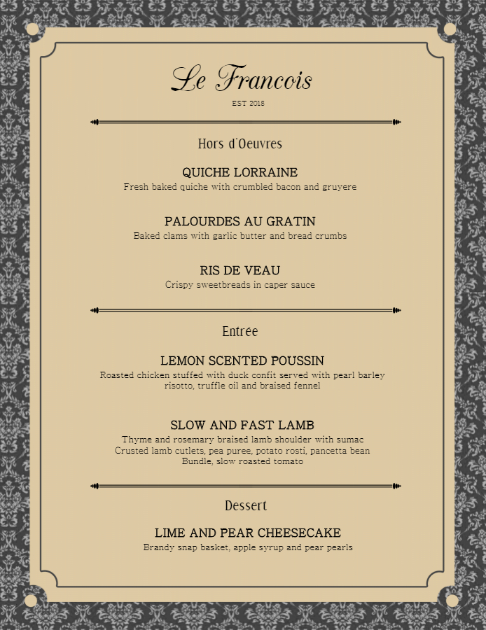 Elegant Menu 