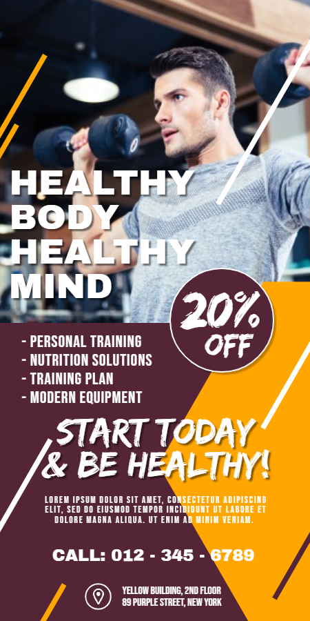 Gym fitness roll-up banner