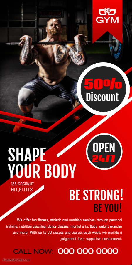 Gym advertisement roll-up banner