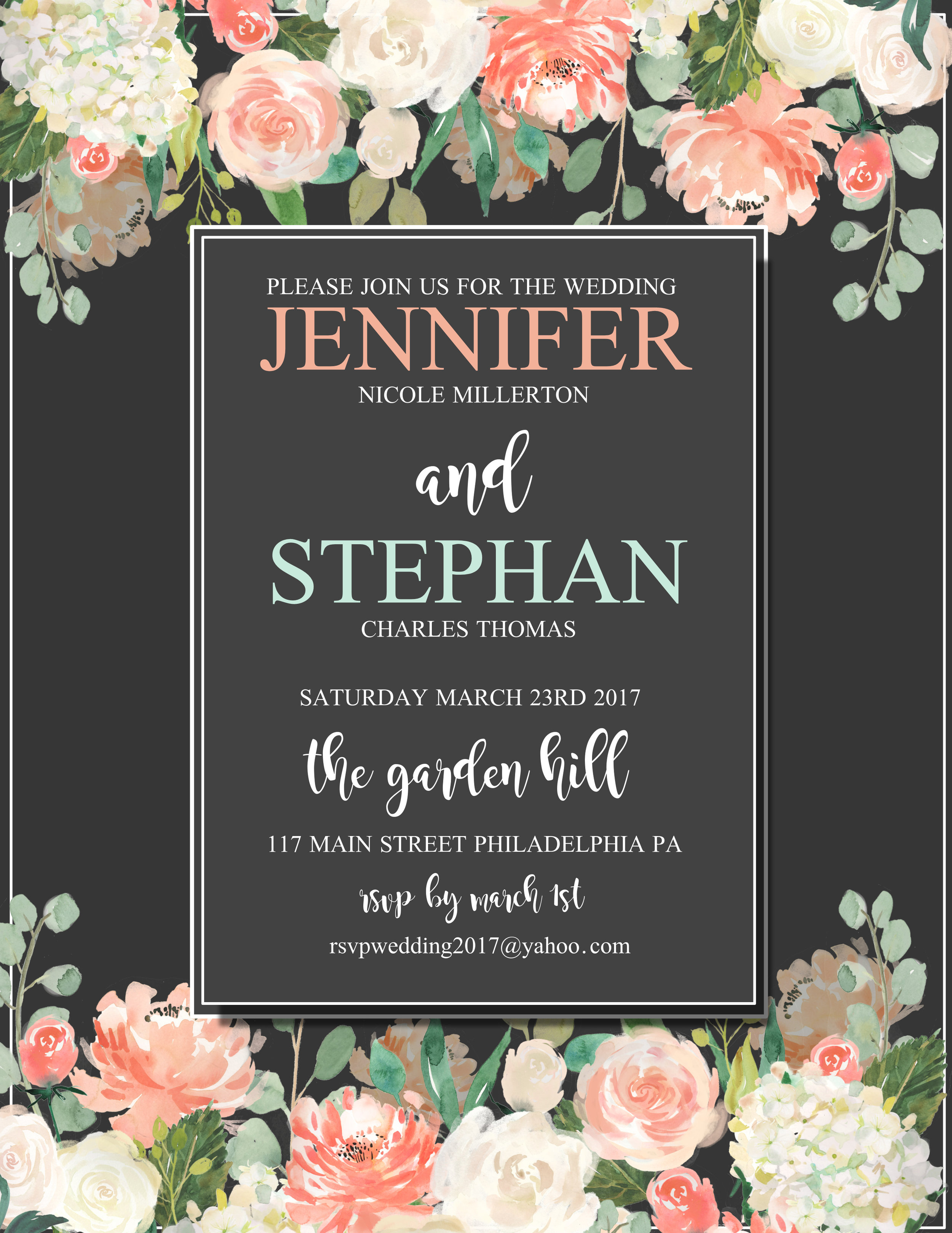 Black save the date invitation template