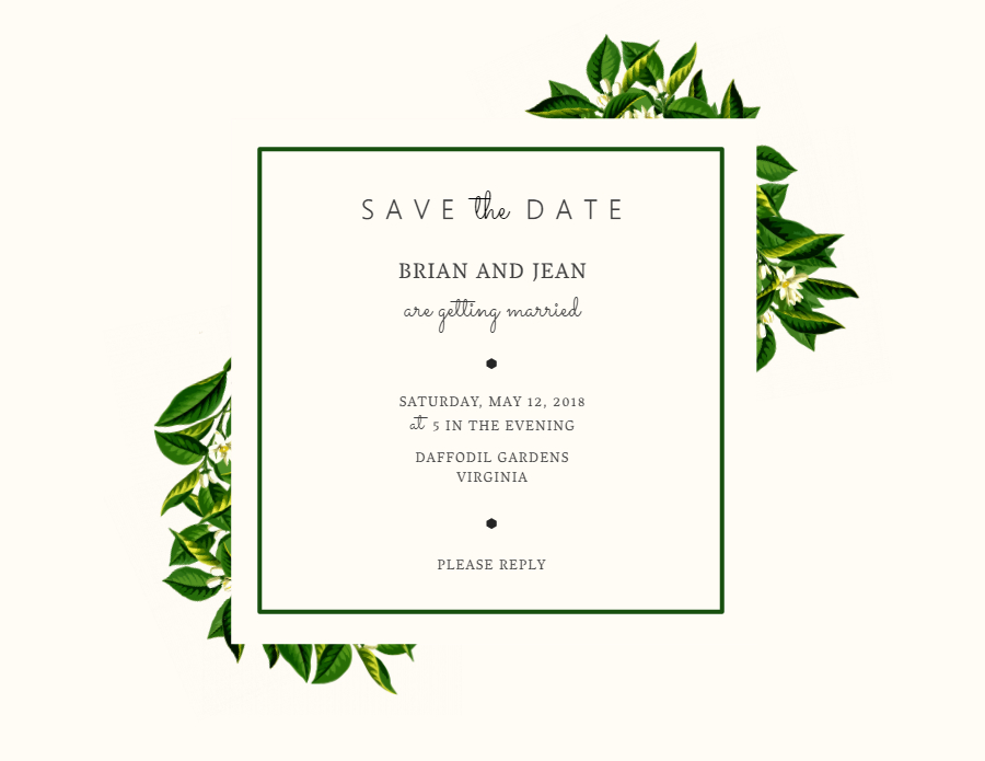 Save the date formal invitation