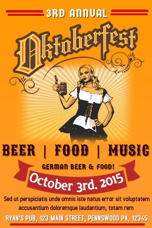 Oktoberfest party music beer flyer 