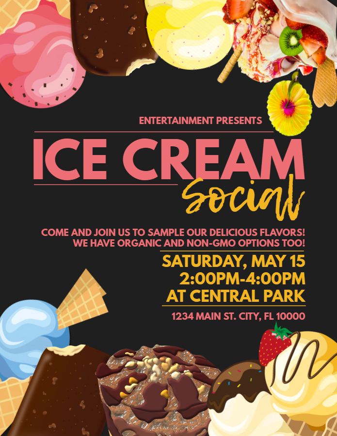 Ice cream social flyer - black