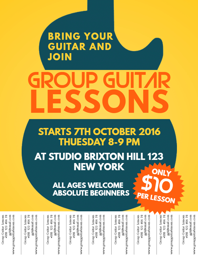 Guitar lessons flyer tear off tabs