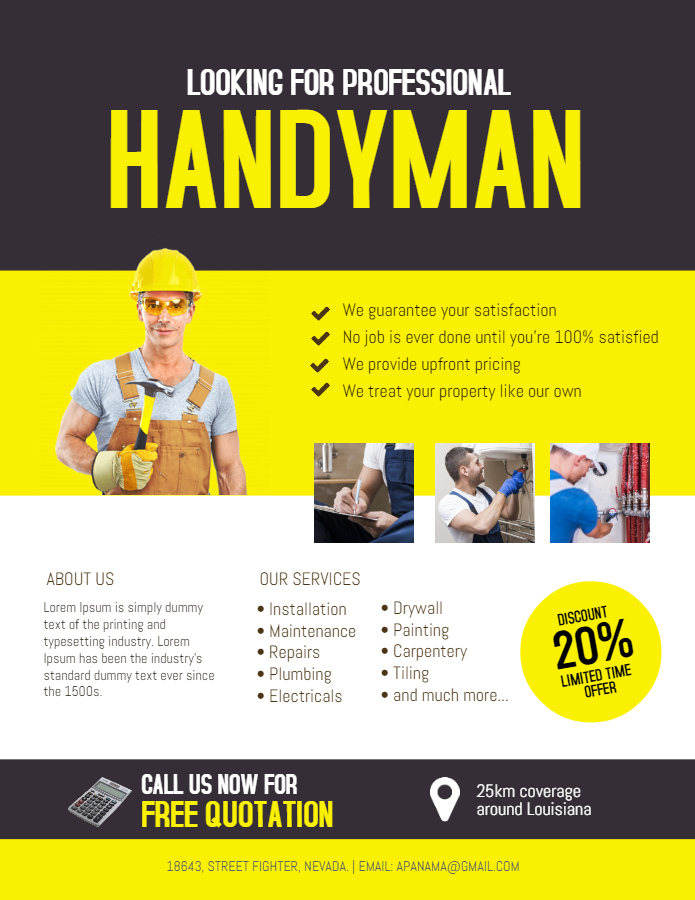 Handyman service free flyer