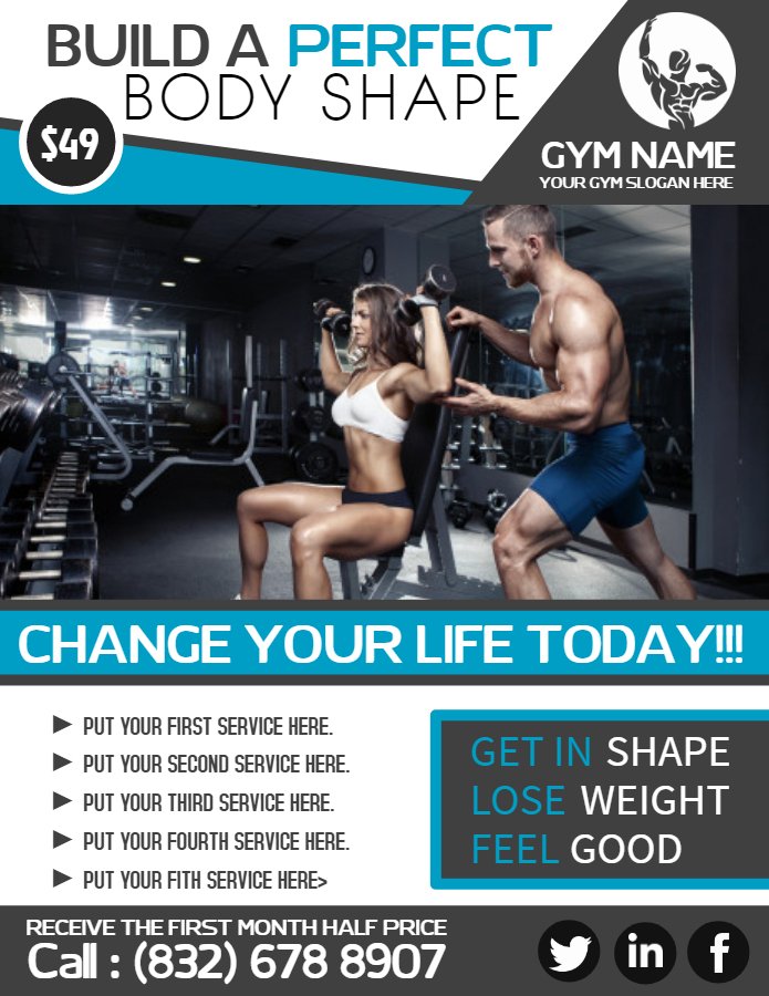 Blue Gym advertisement flyer