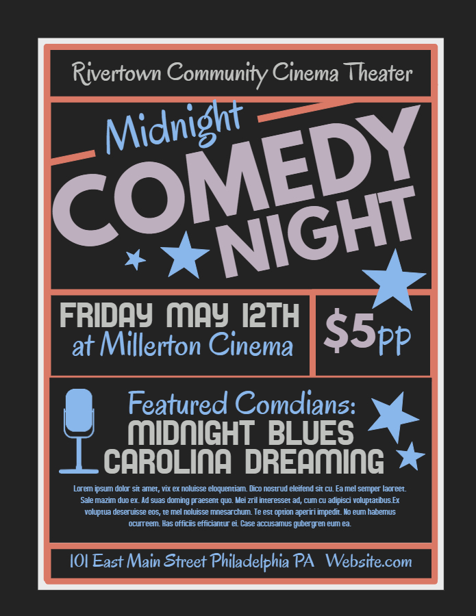 Black board Comedy Night flyer template