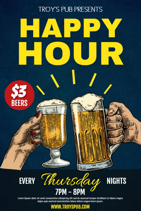 Happy hour bar flyer template