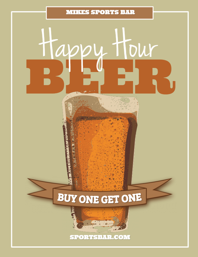 Vintage happy hour flyer template