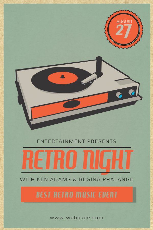 Retro party night flyer invite