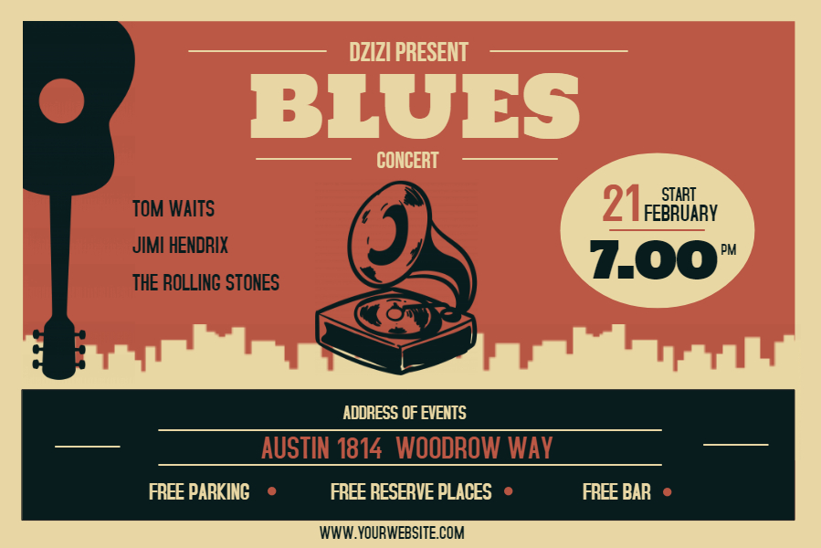 Vintage Blues Concert Poster Idea