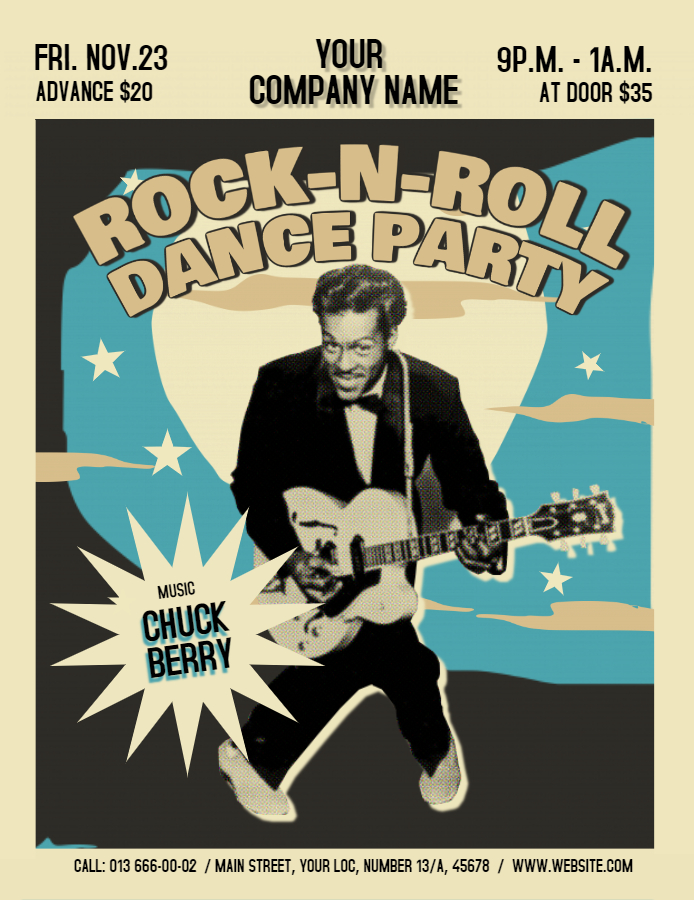 Rock n Roll dance party vintage flyer