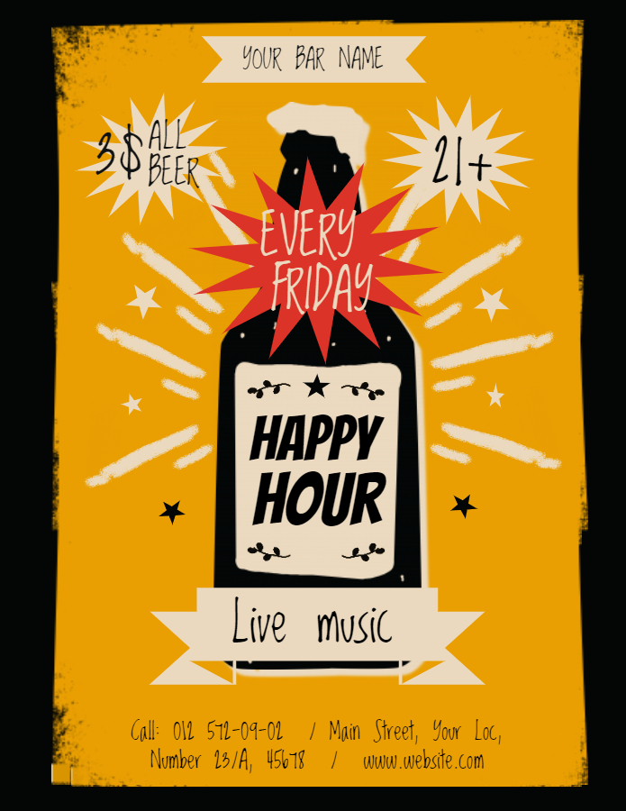 Vintage Happy Hour Poster