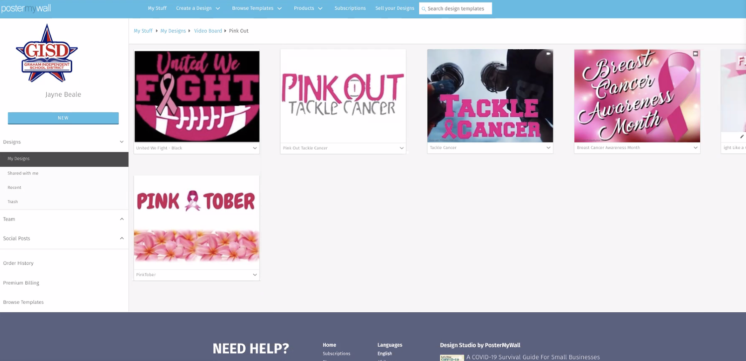 Jayne takes a lot of pride in creating entertaining, topical screens that she can share on the Jumbotron during the games. She made great use of the new video and animated templates; with special appreciation for the PinkOut art available this past October.