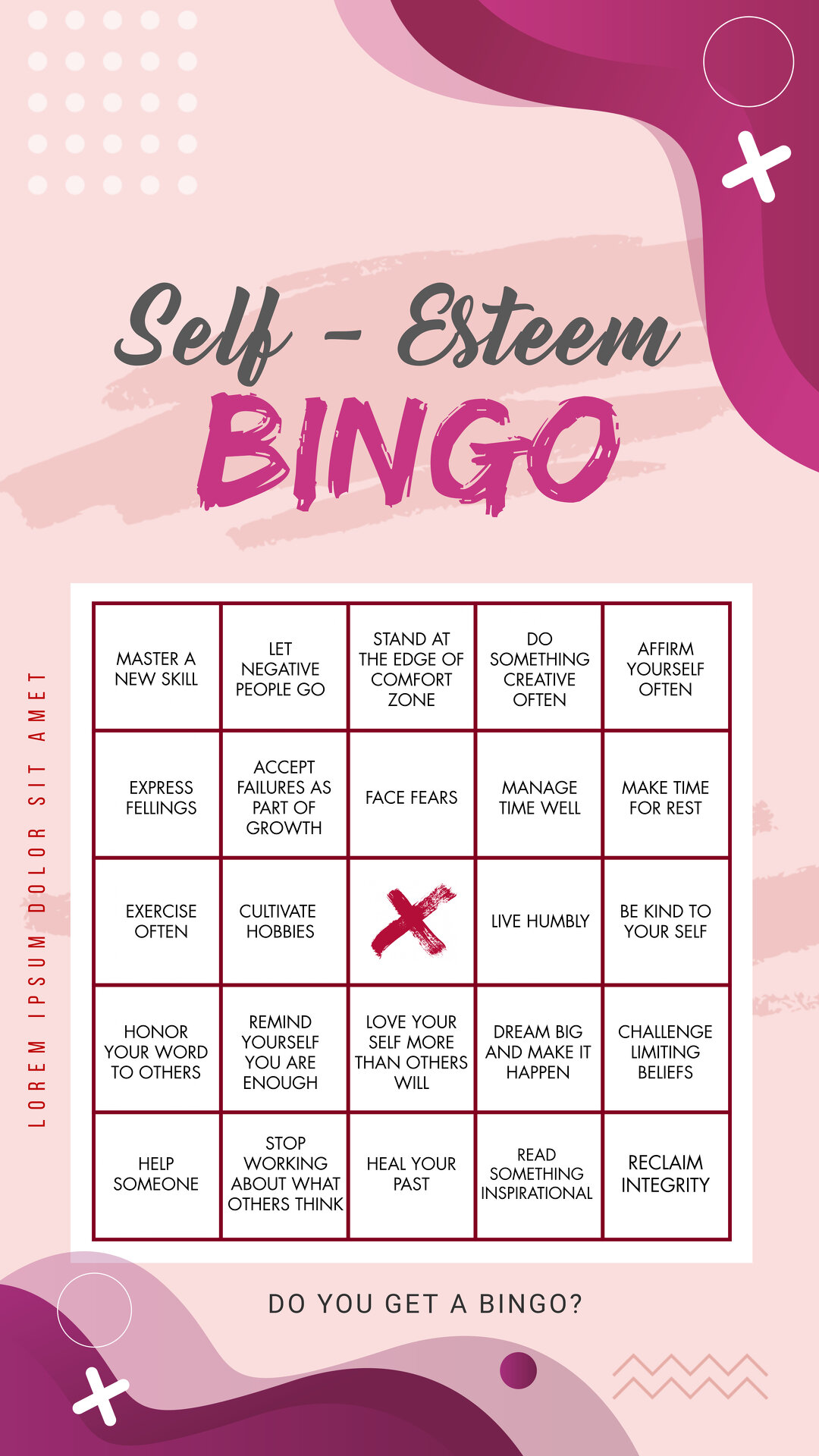 Self-care bingo Instagram story template