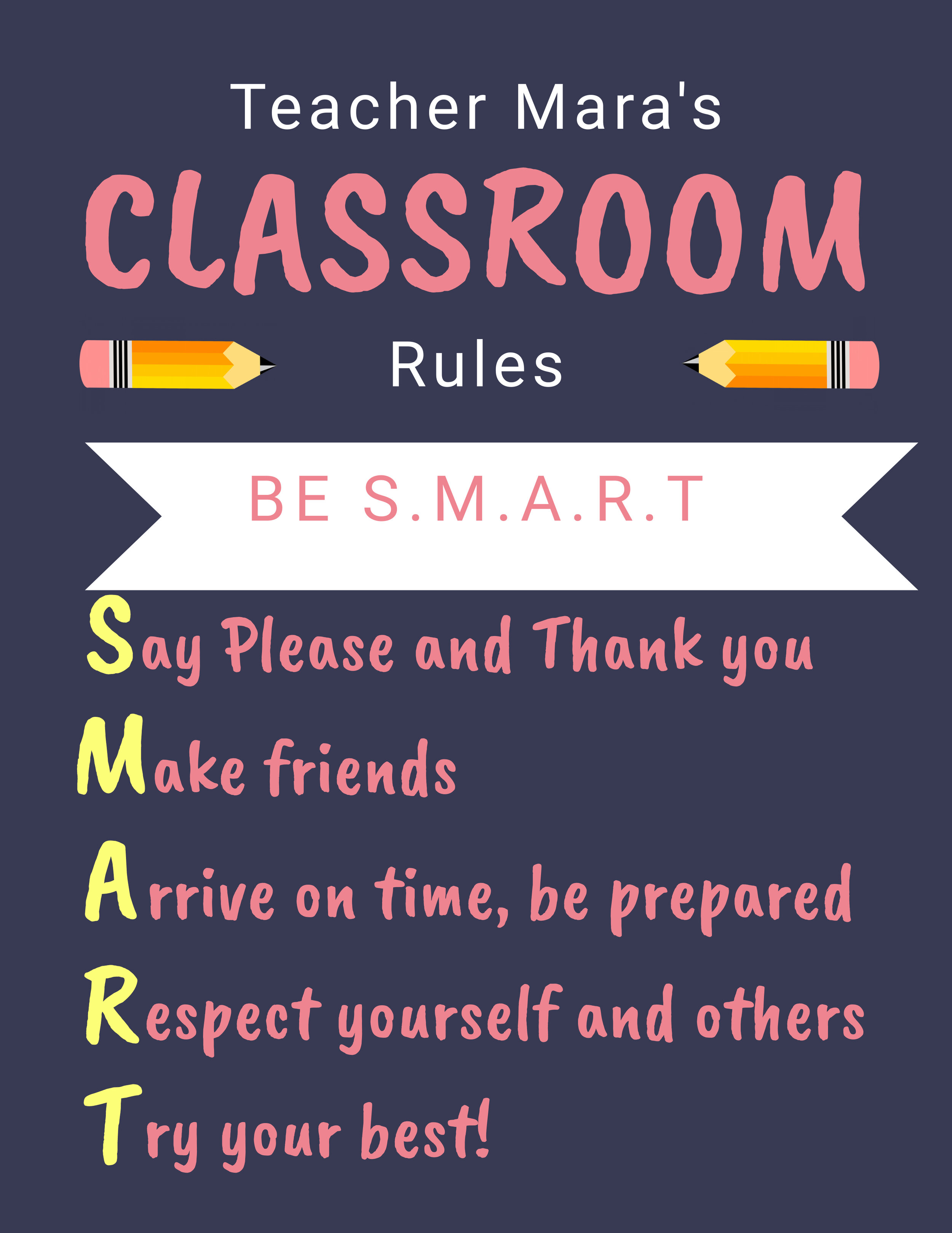 classroom rules poster