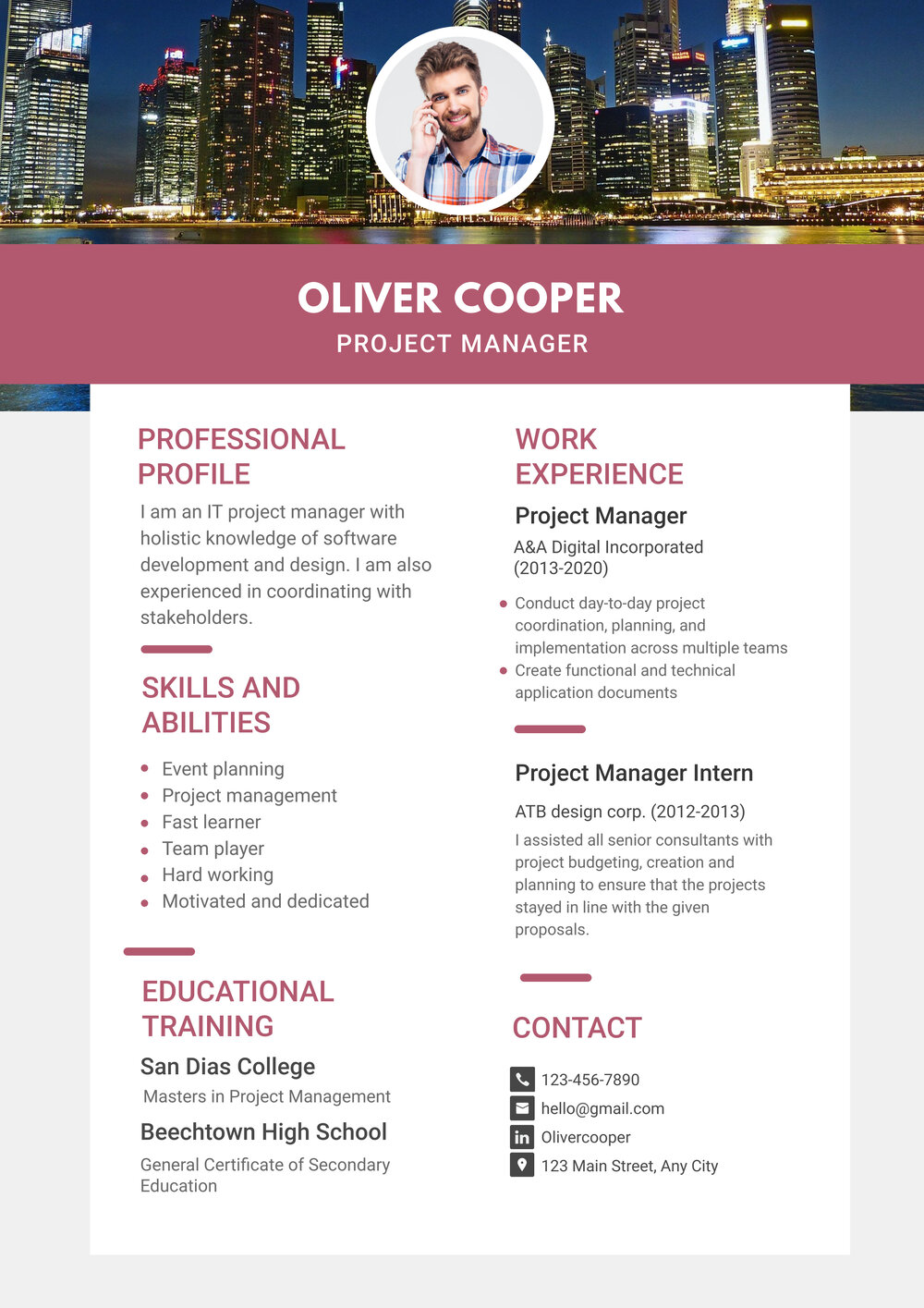 Blue and Maroon Corporate Resume