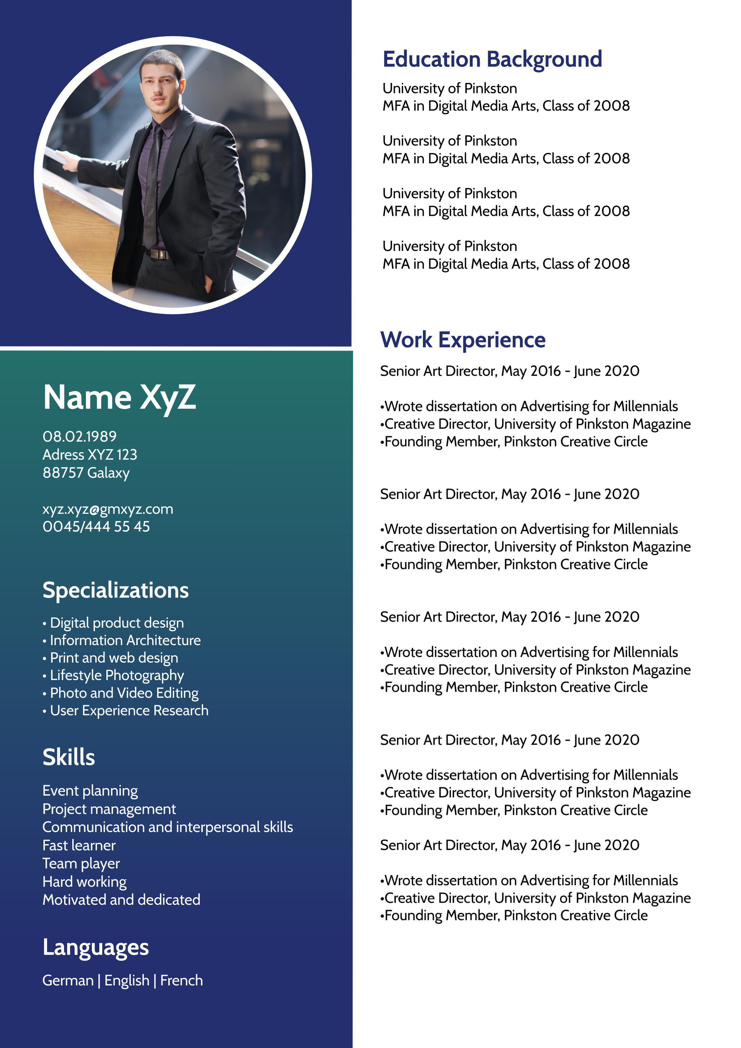Green and Blue Modern Resume