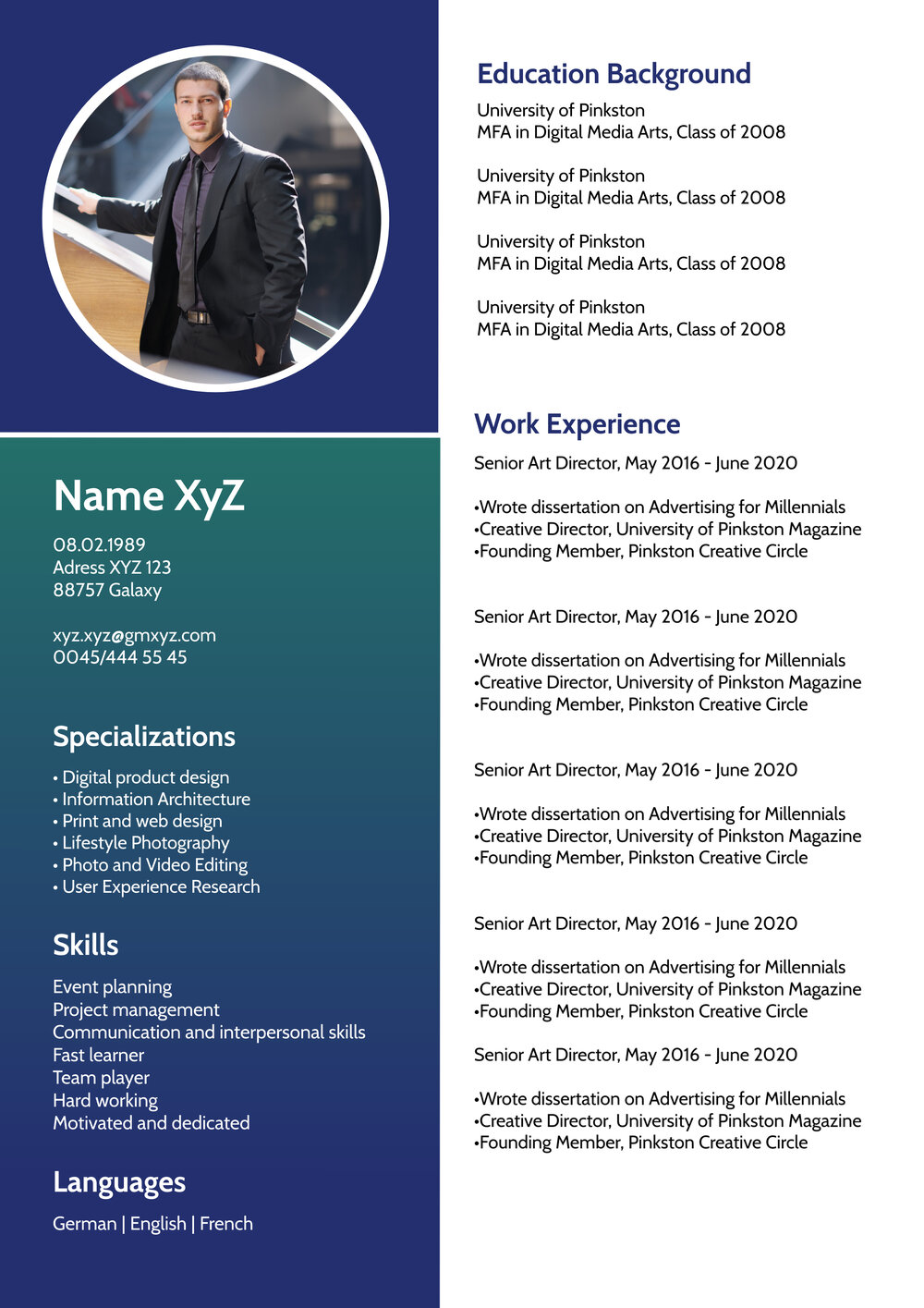 Green and Blue Modern Resume