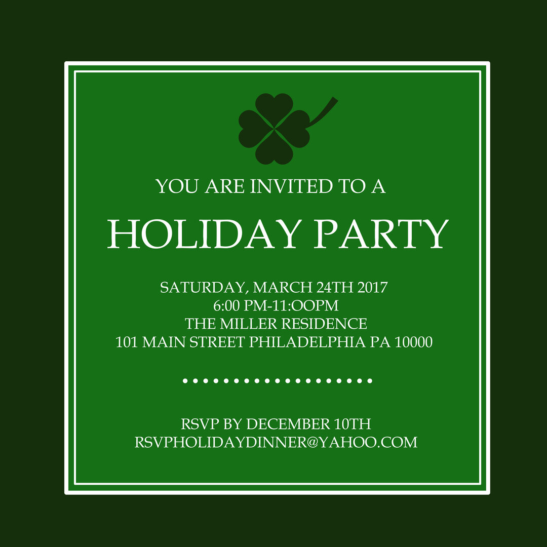 St Patrick's day party invitation