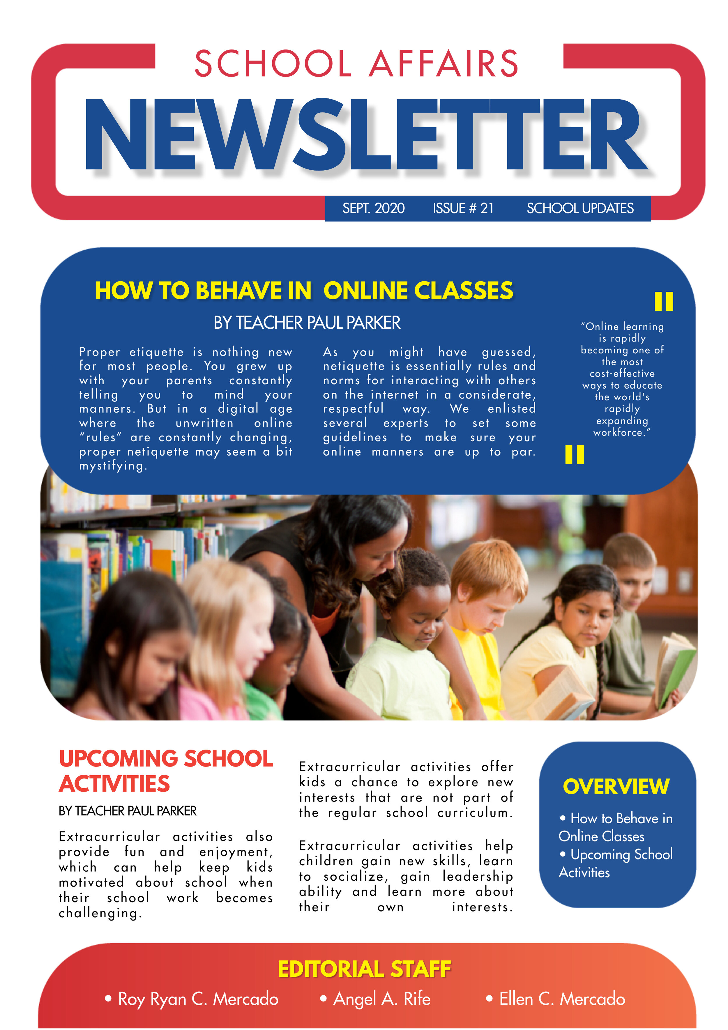School affairs newsletter template