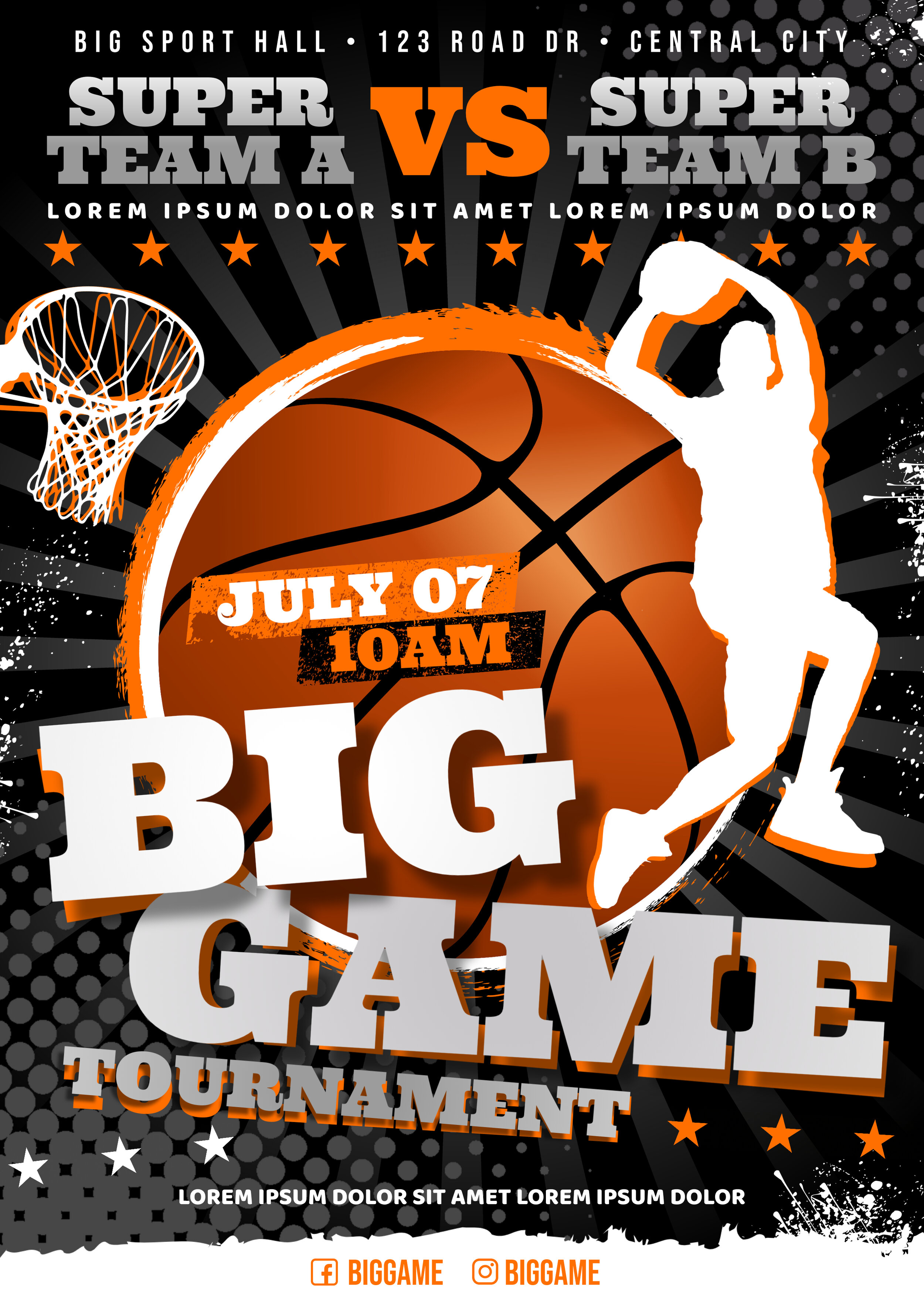 Big game basketball March Madness flyer