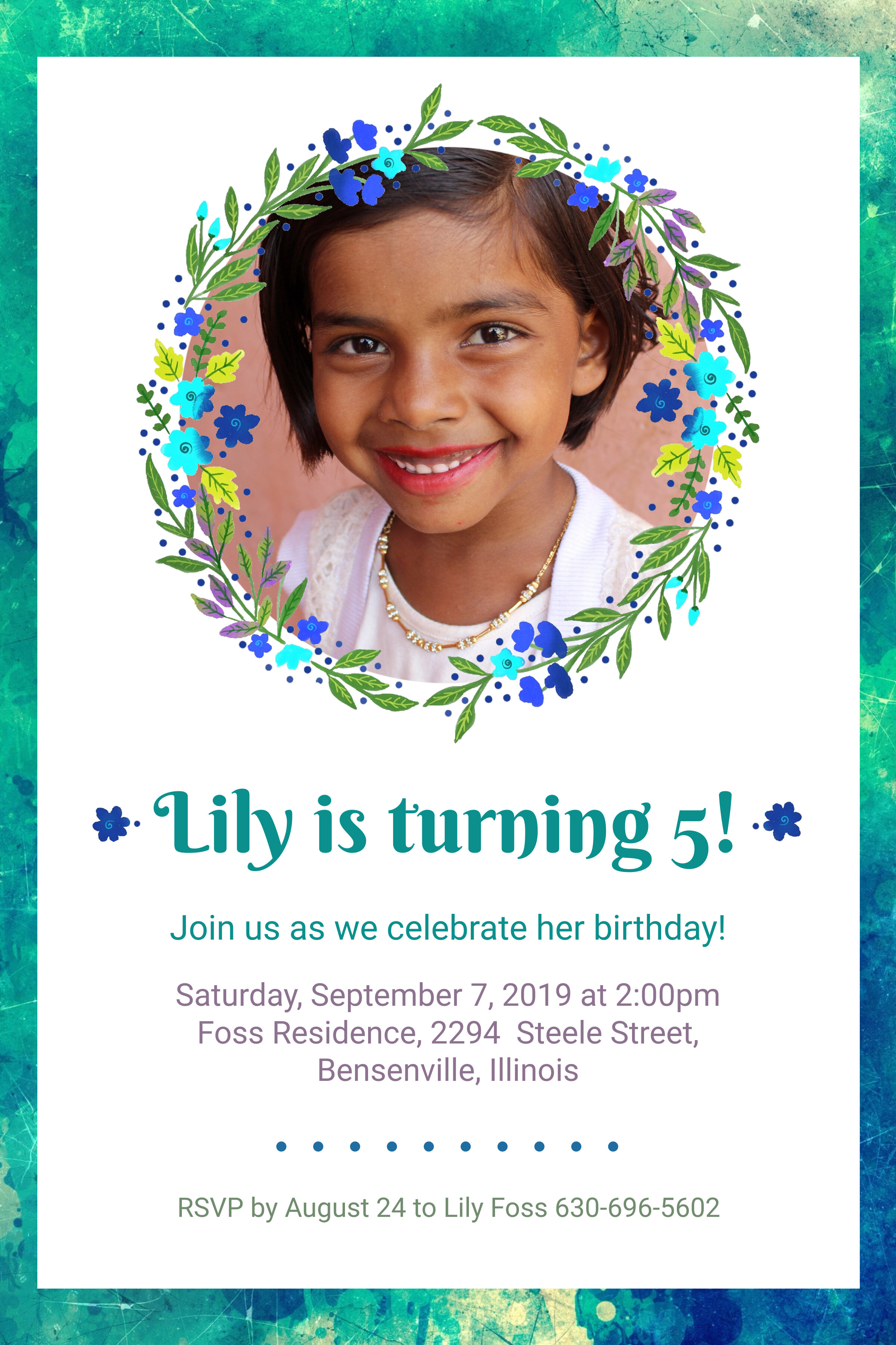 5 year old birthday party invitation