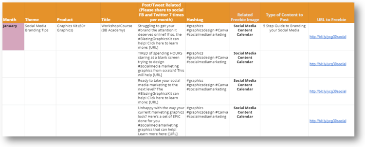 YCG Social Media Content Calendar
