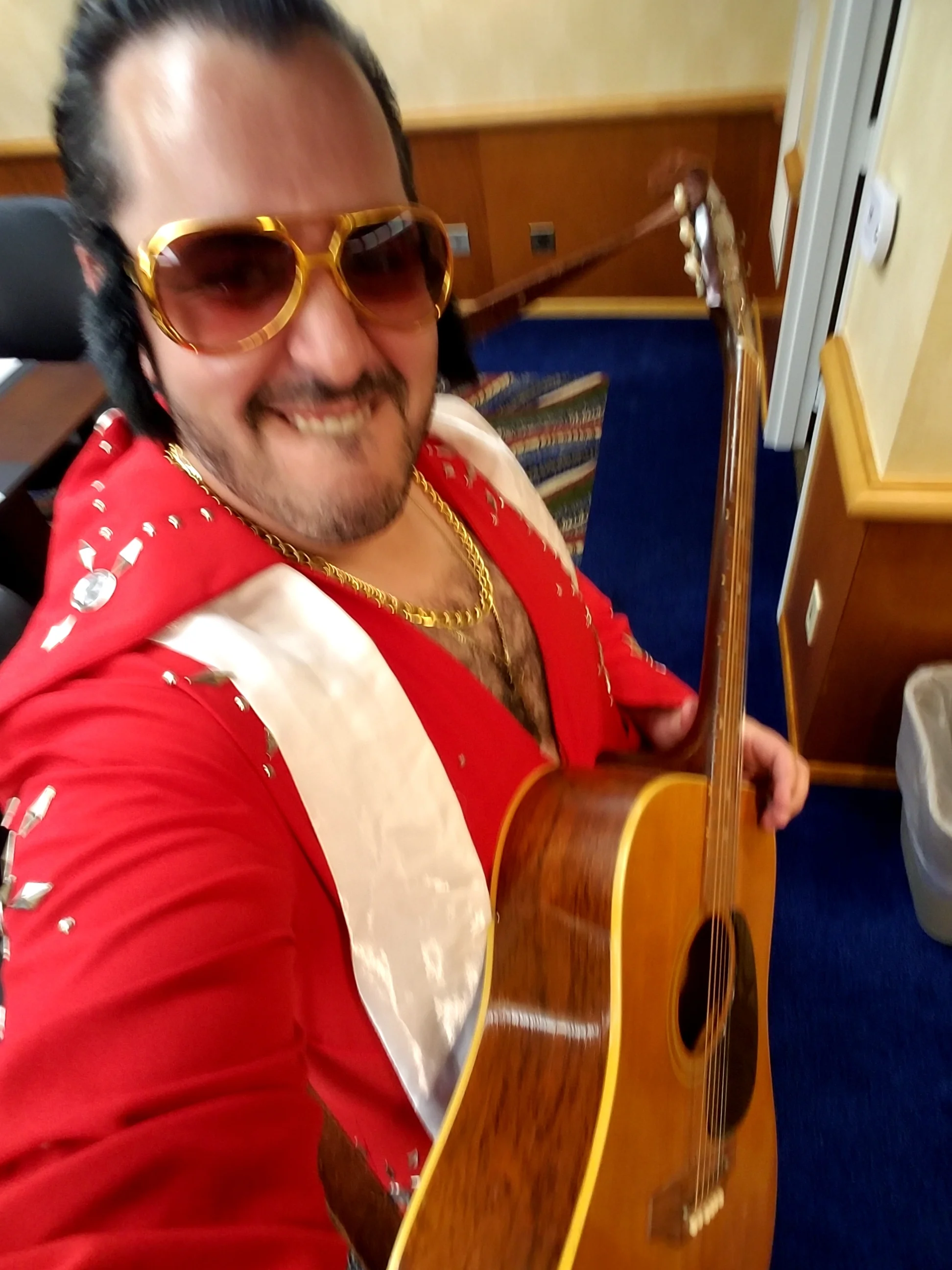 Backstage before my grand entrance for the Santa Monica Rotary Club
