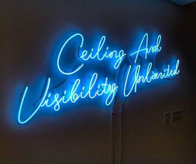 &ldquo;Ceiling And Visibility Unlimited&rdquo; Typography / Neon Sign Design for Cavu VPs new HQ in Santa Monica! #quotestoliveby #neonsigns #environmentalgraphics #officedesign #Cavu