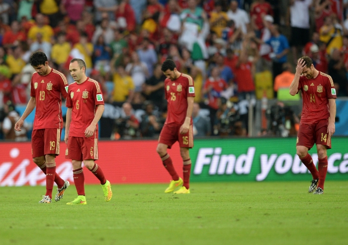 Et bittert farvel til Spanien efter blot to kampe ved VM i Brasilien. Foto: Anadolu Agency - Getty Images.