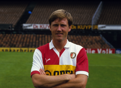 John Eriksen fra præsentationen i Feyenoord i 1985. Foto fra bogen 'De orange danskere'/Per Kjærbye.
