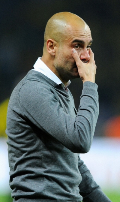 Pep Guardiola i tårer efter pokalsejr over Dortmund. Foto: Uwe Kraft/Anadolou Agency/Getty Images