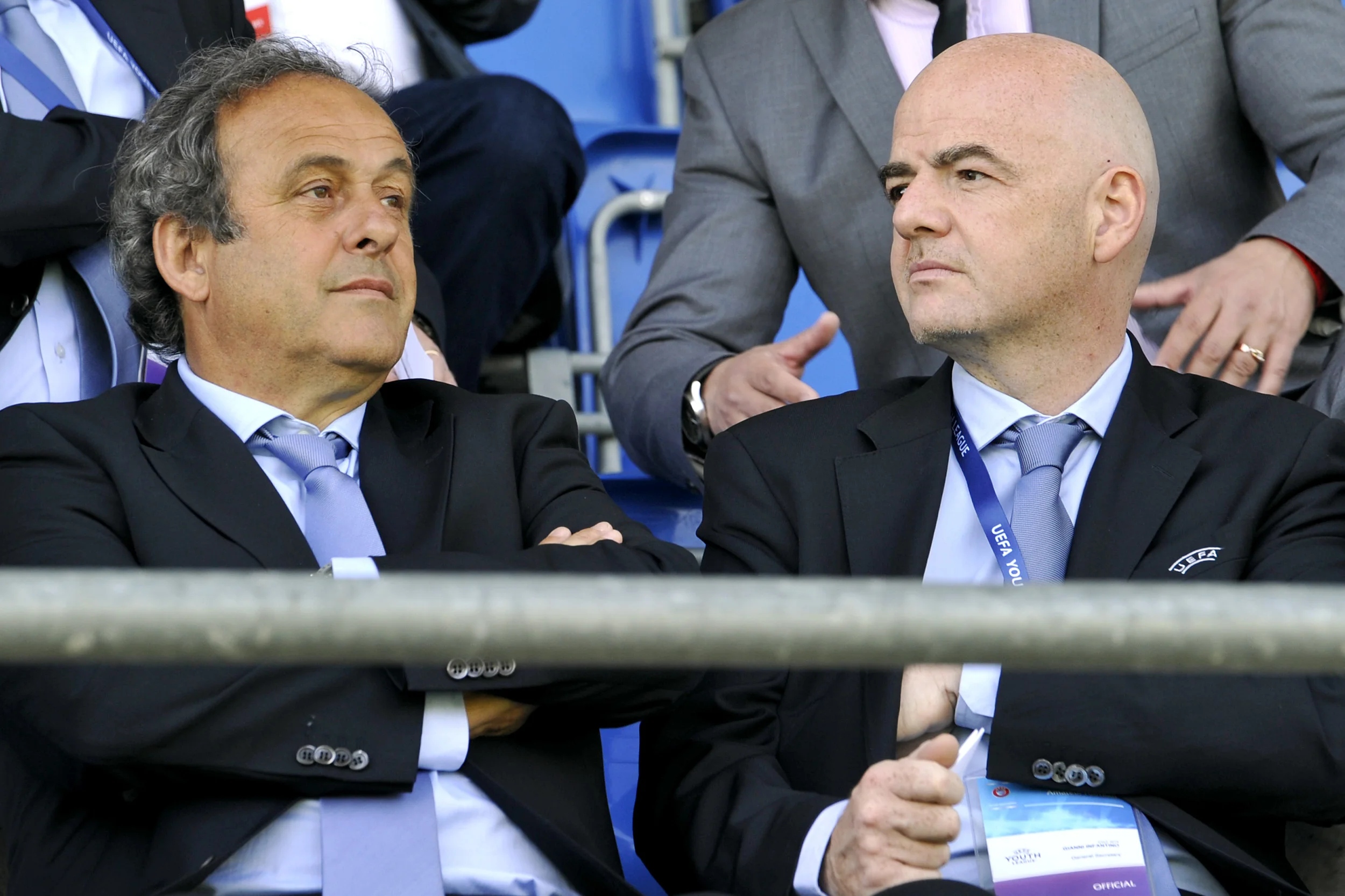 Michel Platini side om side med sin mest loyale medarbejder i flere år, Gianni Infantino. Foto: Getty Images/Harold Cunningham.