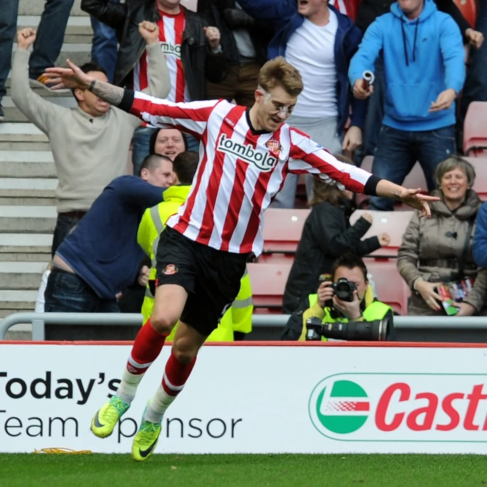Dengang han spillede... Nicklas Bendtner scorer for Sunderland. Foto: John Powell/Getty Images