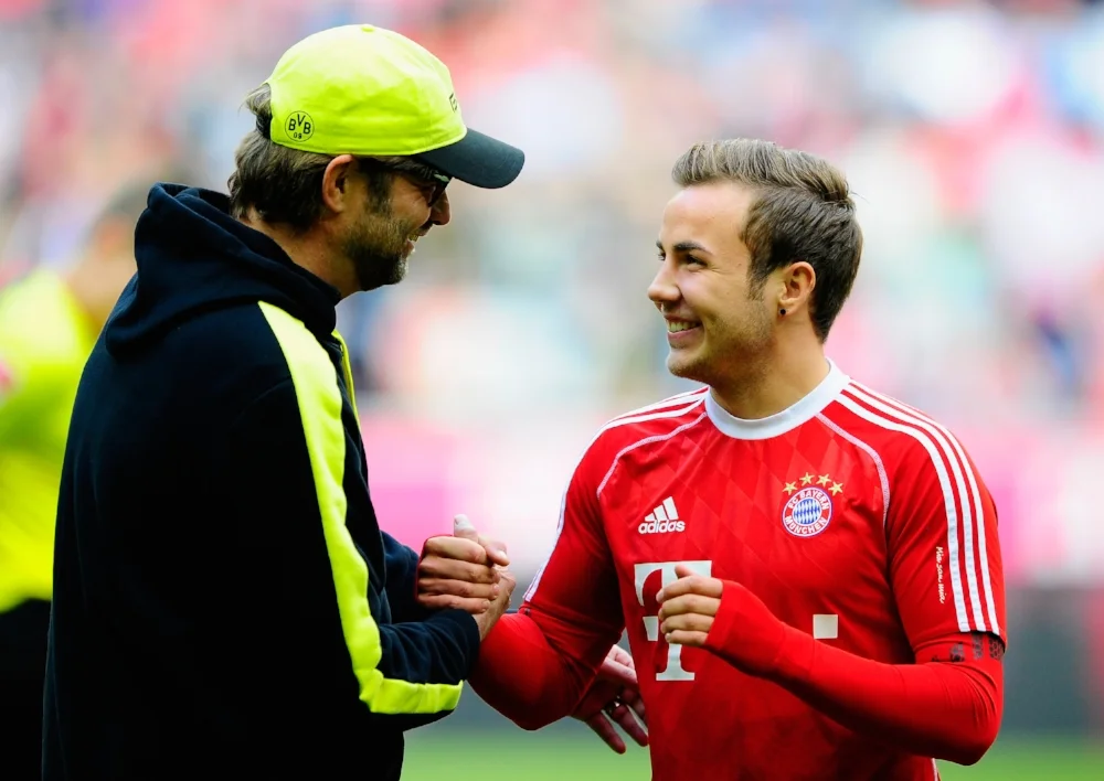 Hvis der er to, som er vilde med hinanden... Mario Götze og Jürgen Klopp bliver ikke genforenet i Liverpool. Foto: Lennart Priess/Getty Images