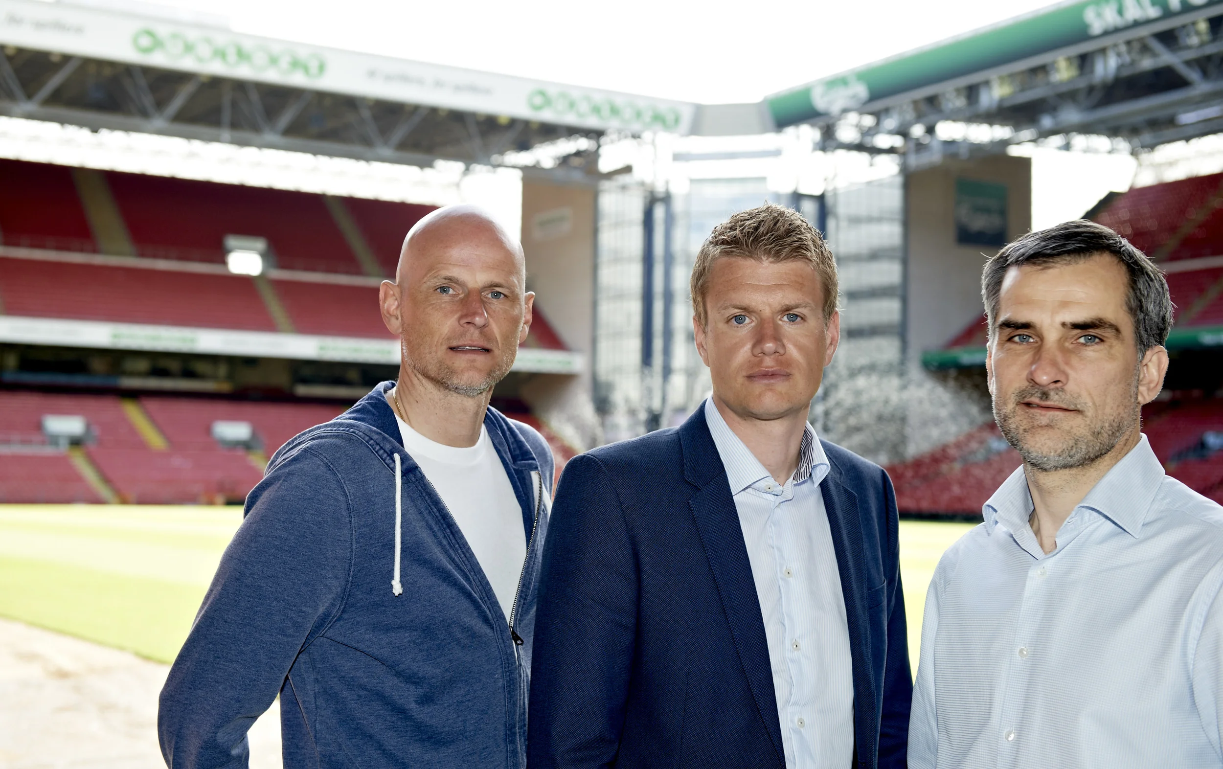 FCKs ledelse: Ståle Solbakken, Johan Lange og Anders Hørsholt. Foto: Getty Images/Jan Christensen.
