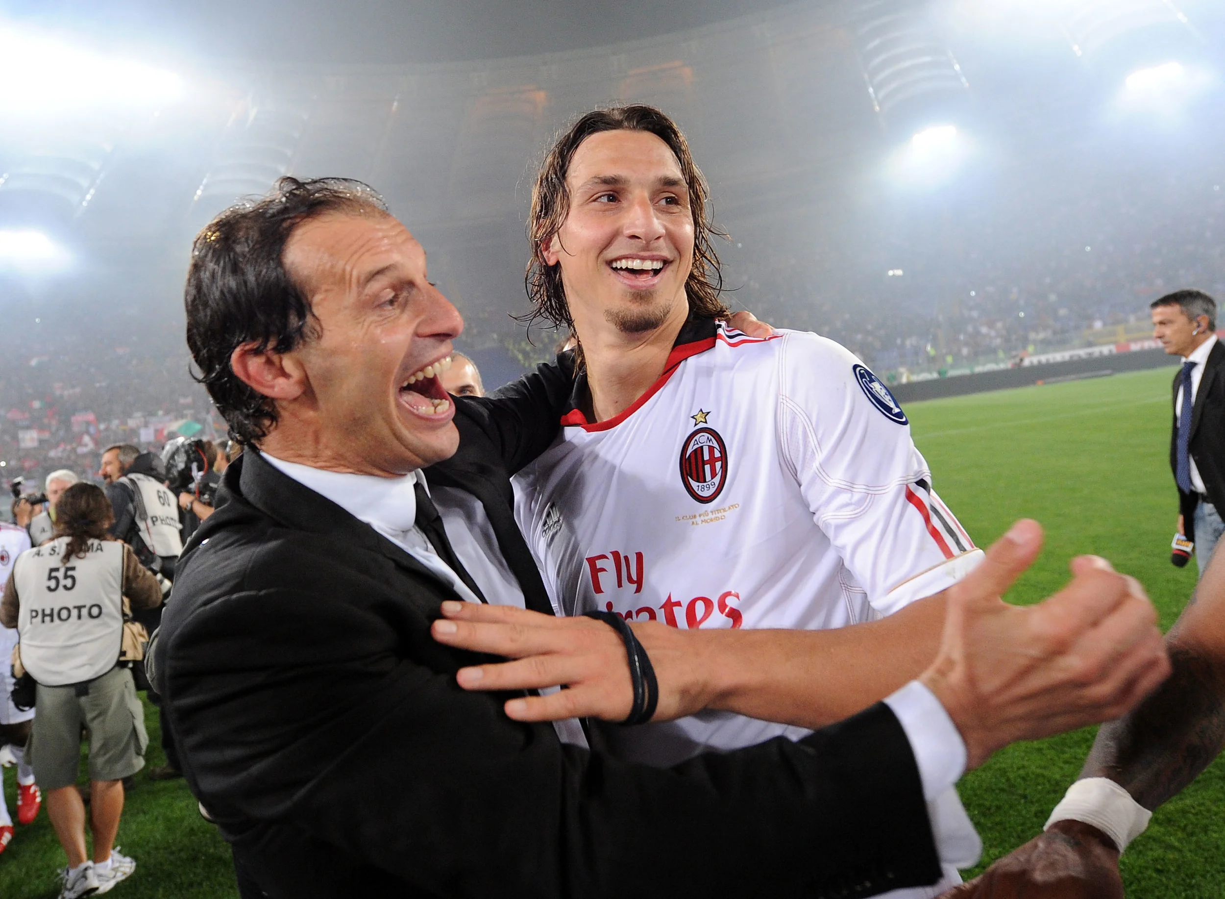 I dag har Allegri stor succes i Juventus. Her er han med Zlatan Ibrahimovic. Men hos Milan fik han primært kritik fra Berlusconi. Foto: Getty Images/Giuseppe Bellerin.