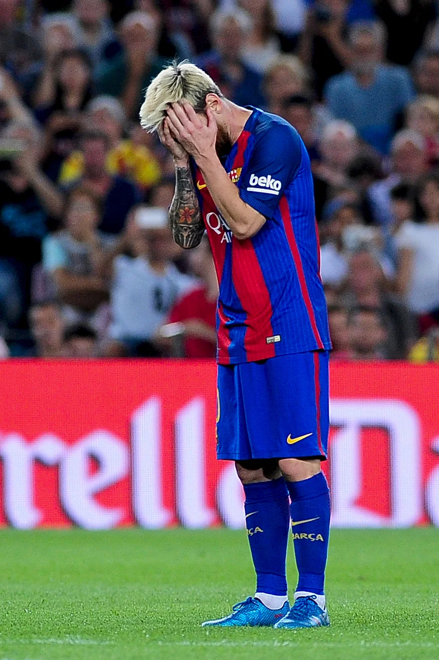 Lionel Messi græmmer sig i opgøret mod Alaves. Foto: Getty Images