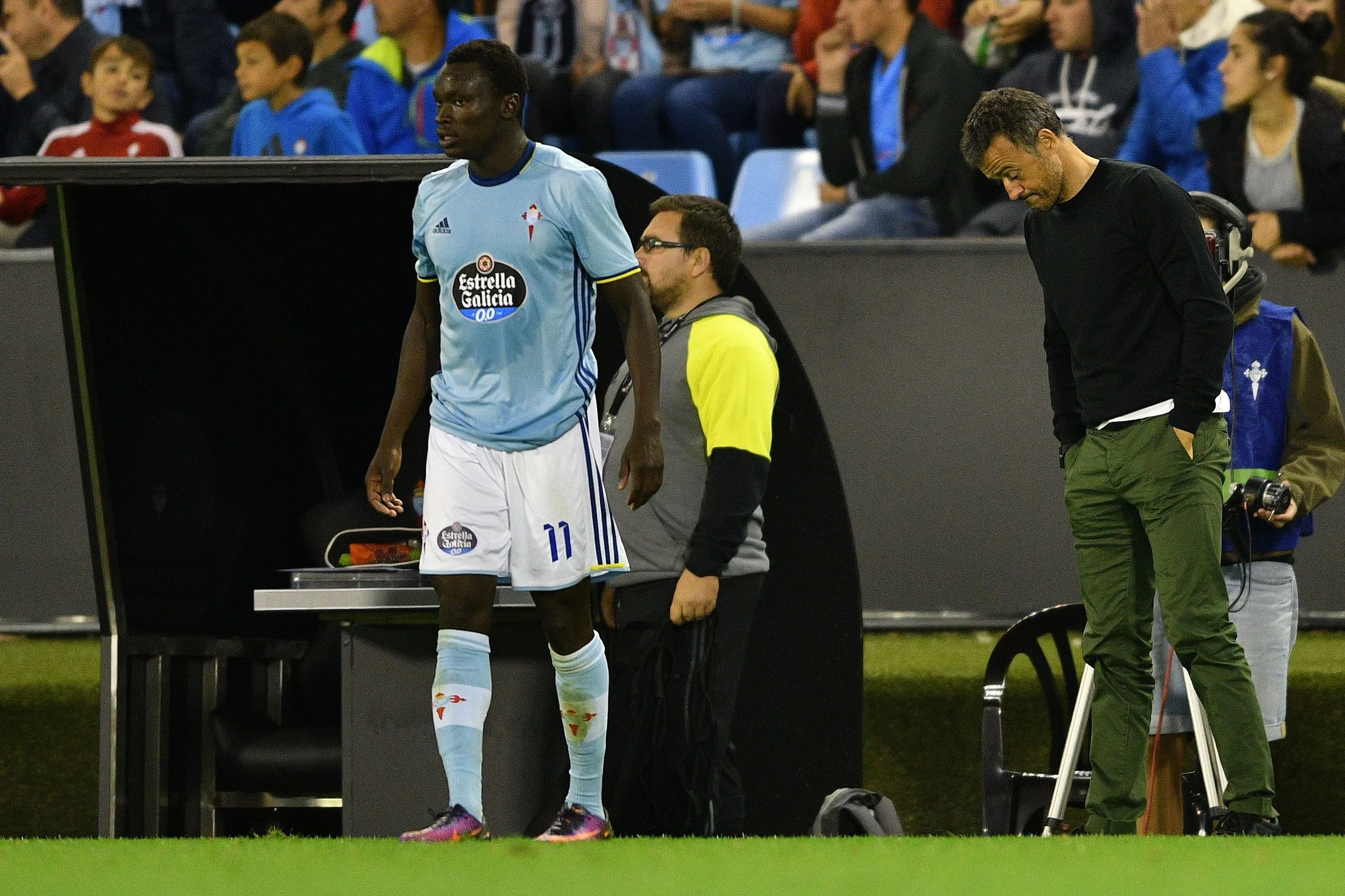 Pione Sisto scorede sit første mål på hjemmebane og var med til at gøre Luis Enriques aften endnu mere skidt. Foto: Getty Images