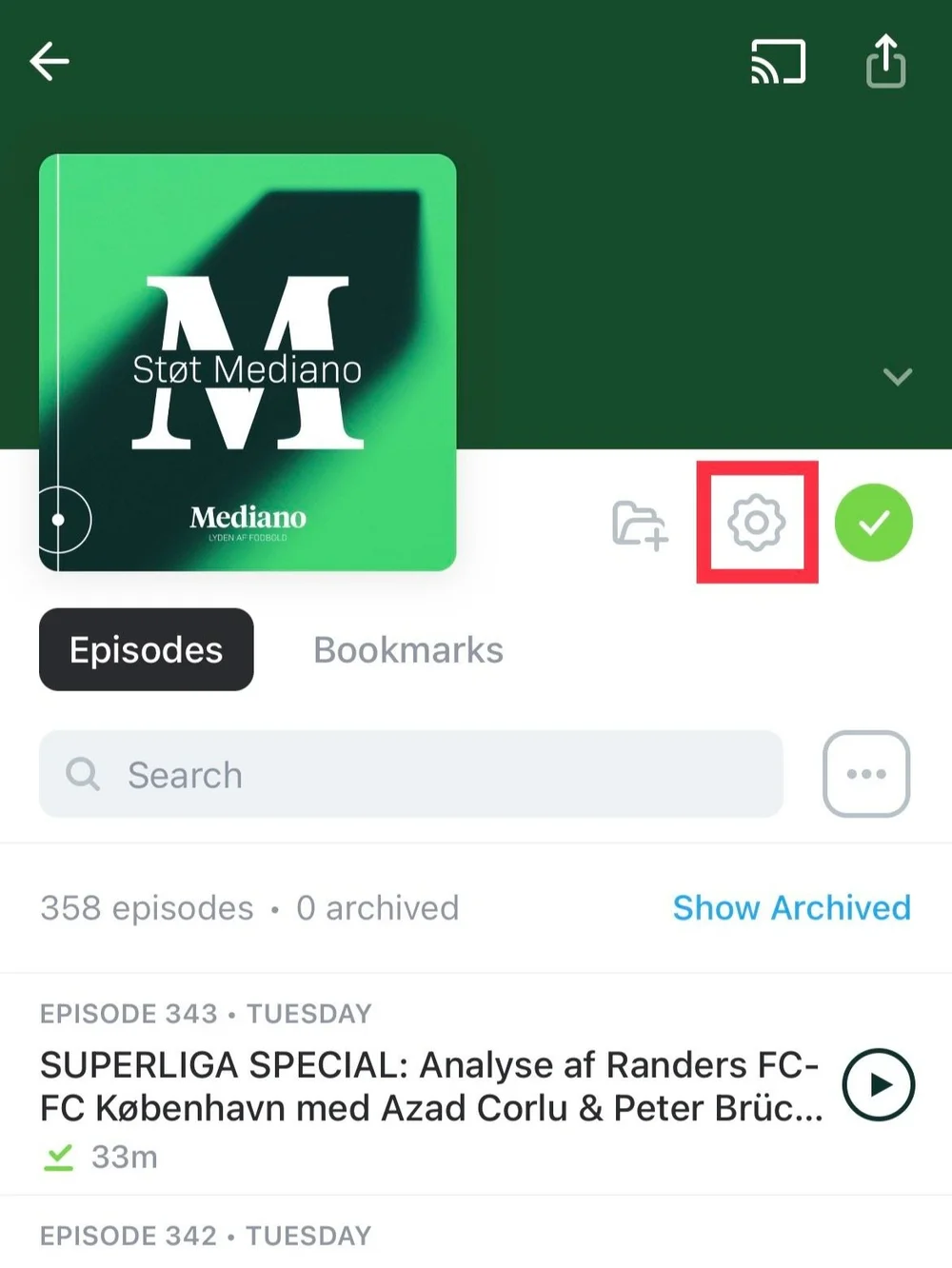 Indstillinger og hjælp til feedproblemer i Pocket Casts