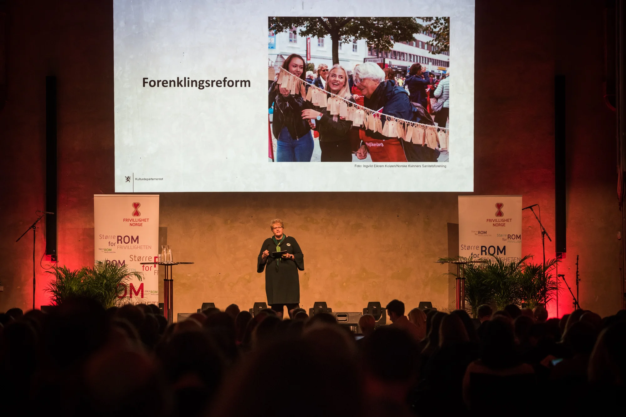Kulturminister Trine Skei Grande presenterer den nye Frivillighetsmeldingen