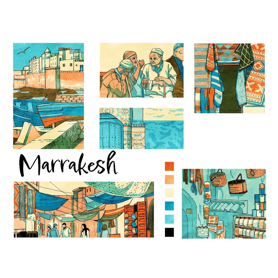 Dreaming of_ Marrakesh, Morocco. 

Where the desert meets the sea,  intricate patterns and  bustling markets.

Part 5 of my travel series. Maybe the colour scheme was too on the nose, but I'm really liking it. 
.
.
.
.
#illustration #digitalillustrat