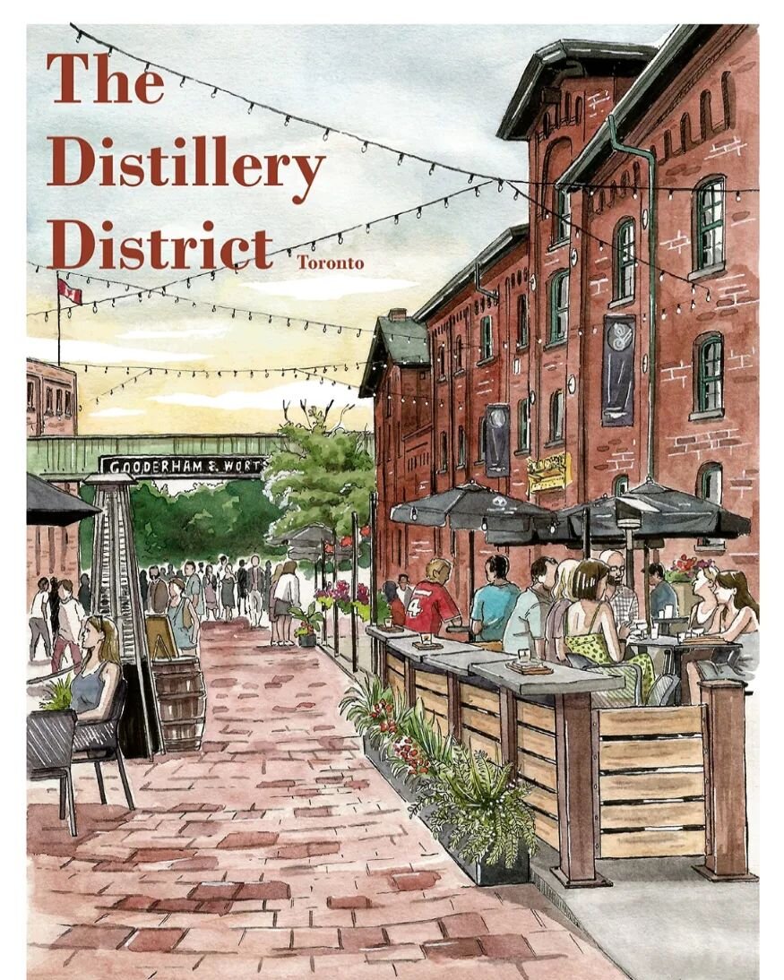 Distillery District. Toronto Canada.

Decided to make a little poster of this drawing from my sketchbook. Swipe for original &gt;&gt;&gt;

I started this drawing last summer while I was visiting Toronto and somehow it pushed to back of the pile. I gl