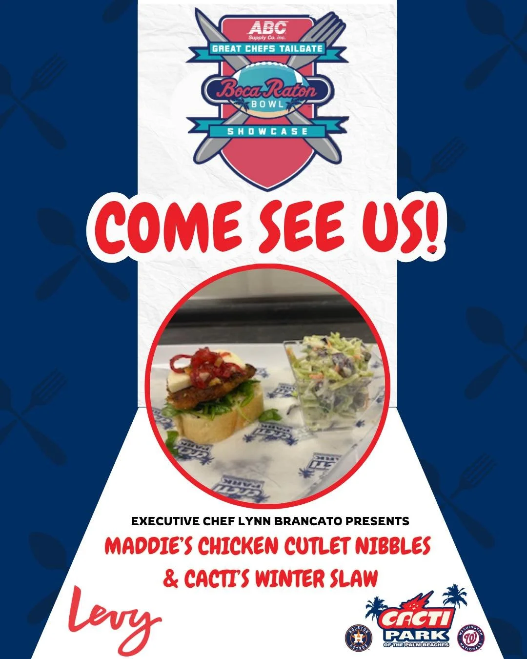 TODAY&rsquo;S THE DAY!🍴Get your last second tickets for the annual ABC Supply Co Great Chefs Tailgate Showcase! 🎟️

Come taste 2️⃣ of our @levy.restaurants Executive Chef Lynn Brancato&rsquo;s creations along with 25+ other local tailgate themed bi